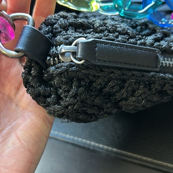 Kurt Geiger London Crochet Crossbody Bag Rainbow Coin Pouch Black Eagle NEW - Picture 12 of 13